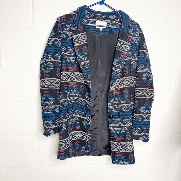 Skies Are Blue Blazer Jacket Aztec Women Medium Southwestern Stitch Fix - Picture 2 of 11